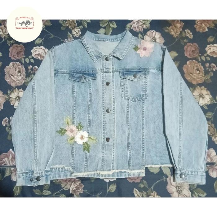 Jaket Crop Jeans Flower Second
