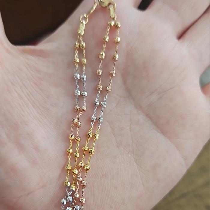 gelang jedar double layer dua lapis rosegold putih emas asli 700 ubs