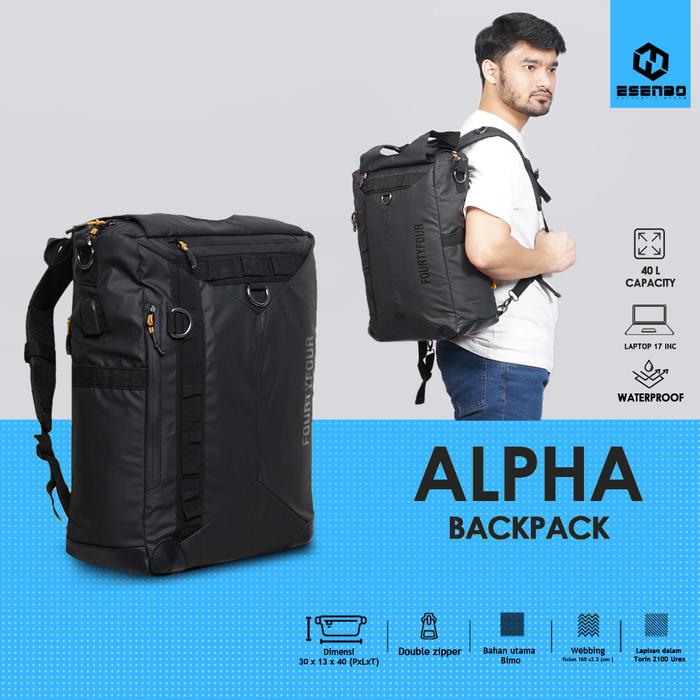 FOURTYFOUR ALPHA - Tas Ransel Waterproof Pria Casual Premium 4 in 1