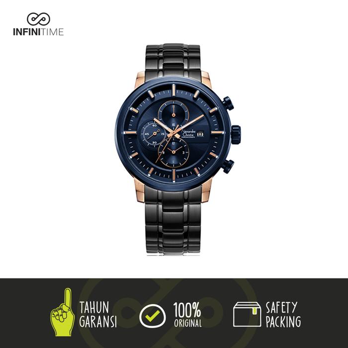 Jam Tangan Alexandre Christie AC 6323 Blue Rosegold Pria Original