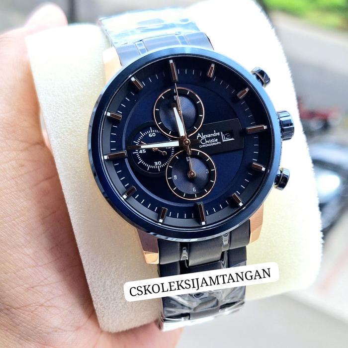 ALEXANDRE CHRISTIE AC 6323 AC6323 BLACK ROSEGOLD BLUE PRIA ORIGINAL