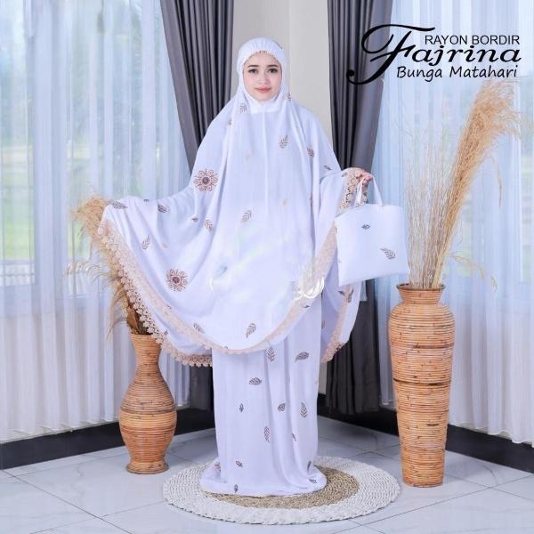 Mukena Dewasa Jumbo Rayon Bordir Fajrina Bunga Matahari
