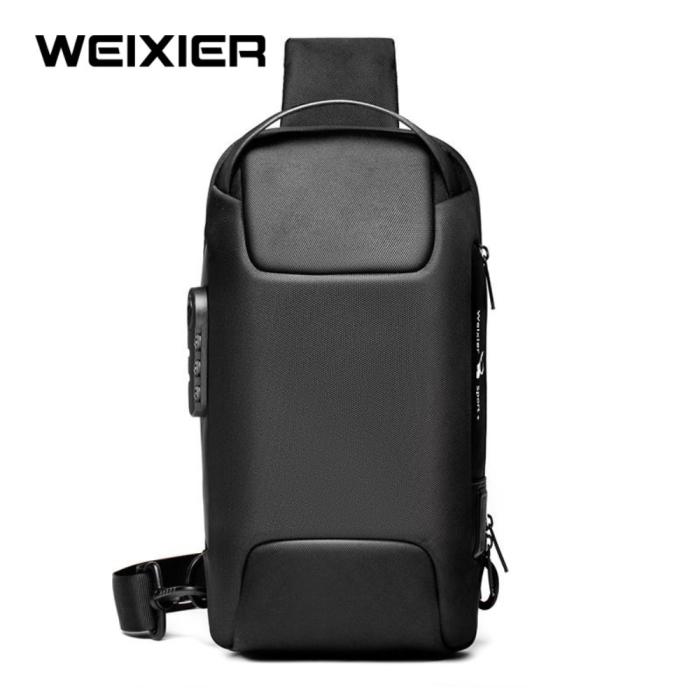 WEIXIER 9529 Tas Selempang Pria Shoulder Bag USB Port Anti Maling WK-S