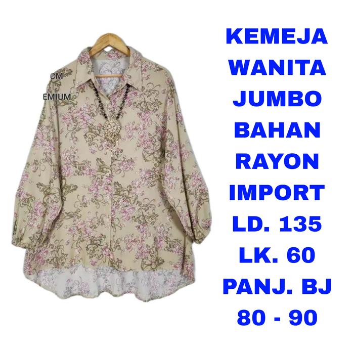 WK KEMEJA WANITA JUMBO LD. 135 BAJU ATASAN BLOUSE KERAH LENGAN PANJANG
