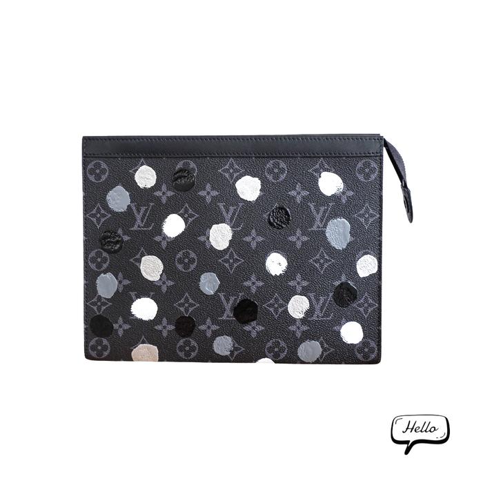 LV Louis Vuitton Pochette Voyage Clutch (Yayoi Kusama) Monogram Eclipse