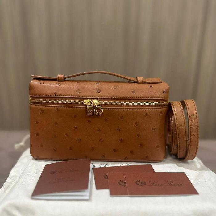 BNIB LP19 Ostrich Cognac GHW