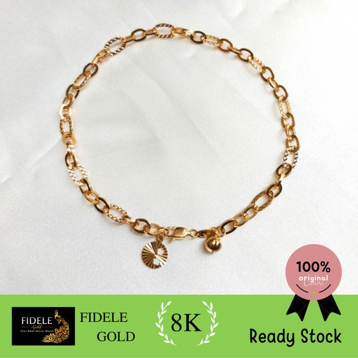 Gelang kaki fashion wanita dewasa emas asli kadar muda 375 8k