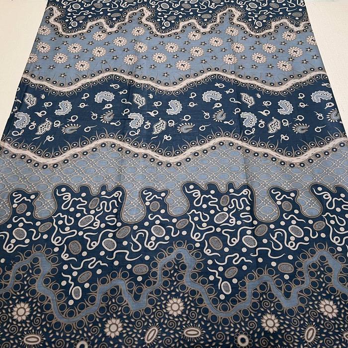 Kain Batik Anjani Sakura ( Navy - Kuning - Abu - Oren ) Batik Printing Pekalongan Ori Murah