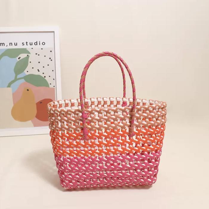 Tas anyaman plastik dengan inner fabric - agacia color 002