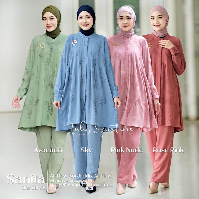 Sanita set celana wanita crinkle airflow bordir premium ld 110 lp 120