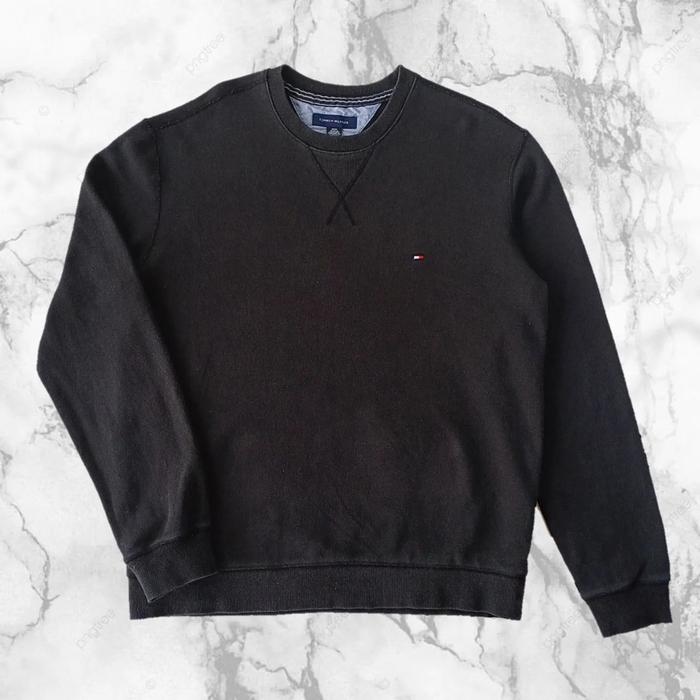 CREWNECK TOMMY HILFIGER ORIGINAL SIZE M (SECOND BRANDED) HITAM, CN0171