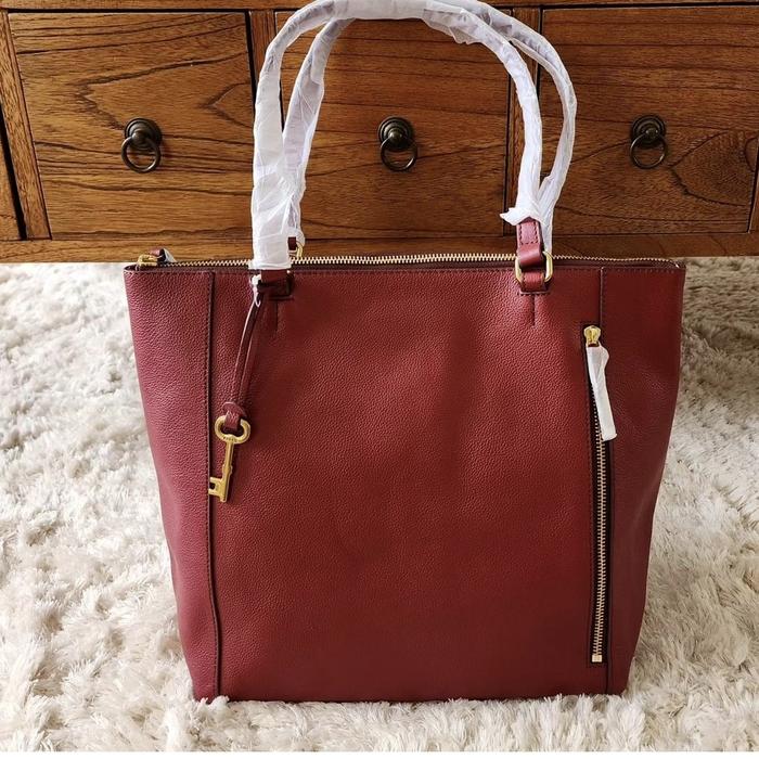 tas wanita fossil tara shopper red velvet ej
