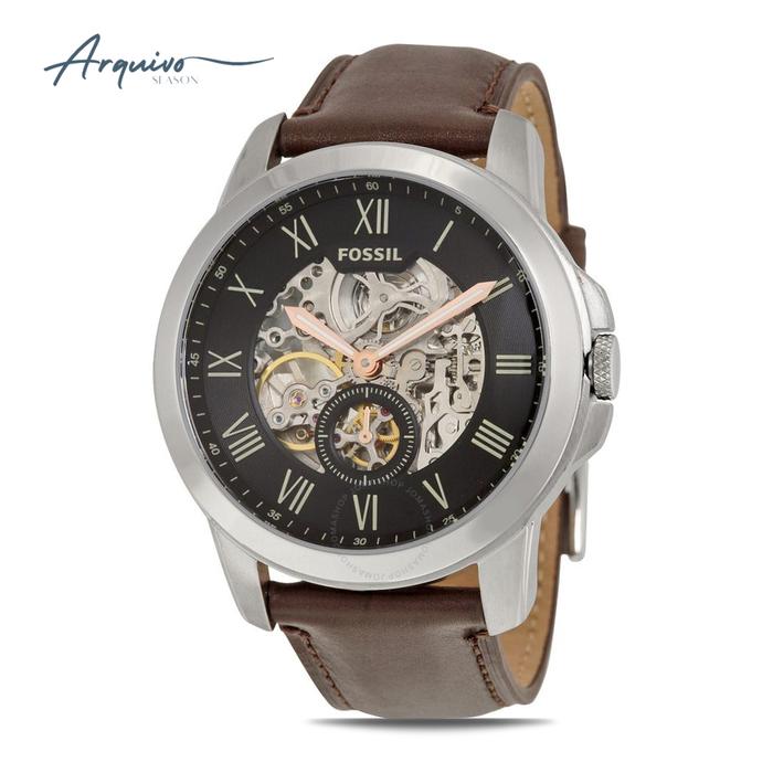 Jam Tangan Fossil Pria Grant Automatic Kulit Brown Casual Mewah Original ME3095