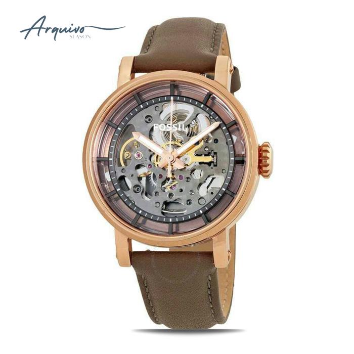 Jam Tangan Fossil Boyfriend Automatic Wanita Kulit Casual Mewah Original ME3089