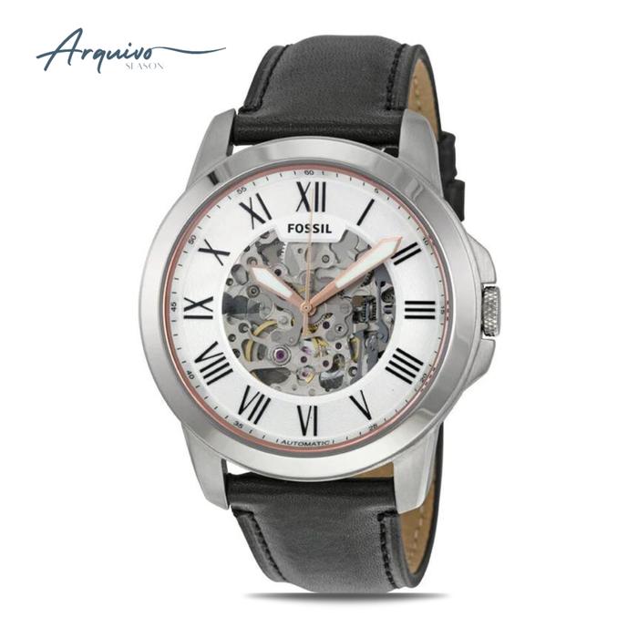 Jam Tangan Fossil Pria Grant Automatic Kulit Black Casual Original ME3101