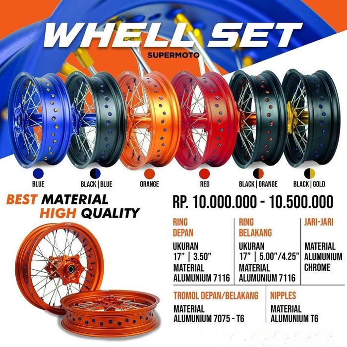 Wheel Set Supermoto SGM Racing Velg Set 17 350 425 - KTM Husqvarna YZ