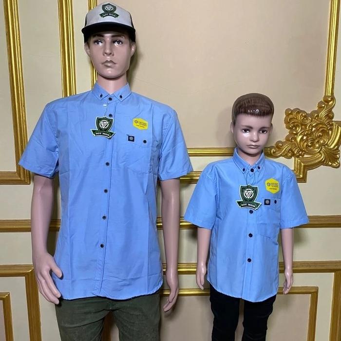 GERALD-BAJU KOKO KURTA KEMEJA COUPLE ANAK BAPAK JUMBO BIRU MUDA LANGIT