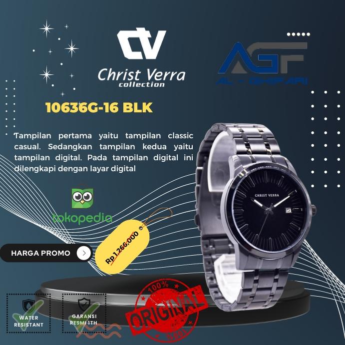 Jam tangan pria Christ Verra CV 10636G-16 BLK original