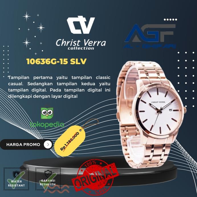 Jam tangan pria Christ Verra CV 10636G-15 SLV original