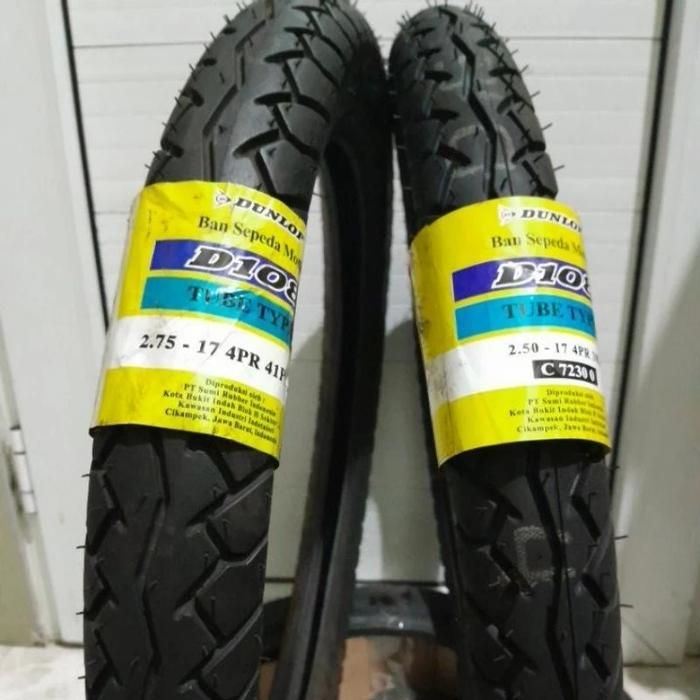 PAKET BAN DUNLOP BEBEK Ring 17 D108 2.75-17|2.50-17 TUBE TYPE