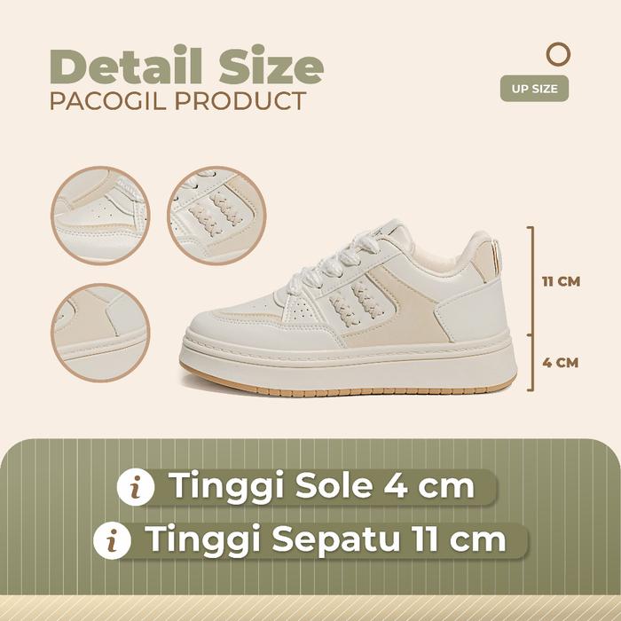 PACOGIL Olivia Sepatu Casual Wanita Cream Sneakers