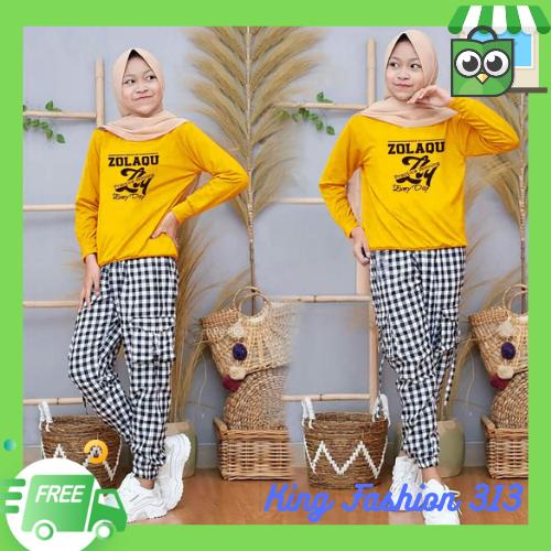 baju setelan celana training anak perempuan Zolaqu usia 9-13 tahun