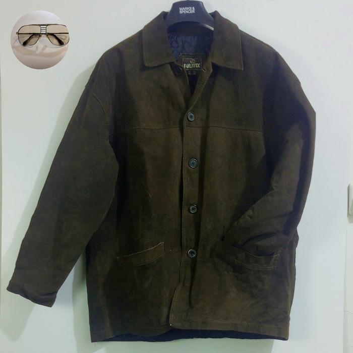 jaket parka outerwear pria Politix bahan Suede kulit Made in Australia