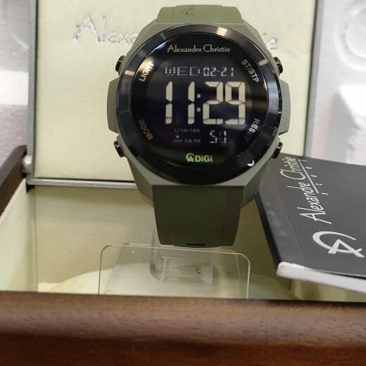 Jam DiGi pria ORIGINAL Alexandre Christie AC 9342 MH Steel Rubber