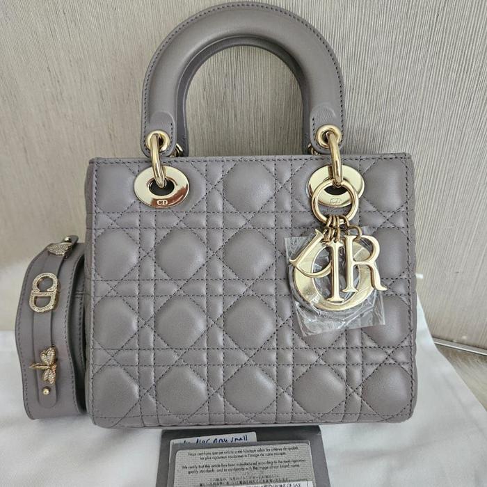 Preloved Lady Dior Medium Grey GHW