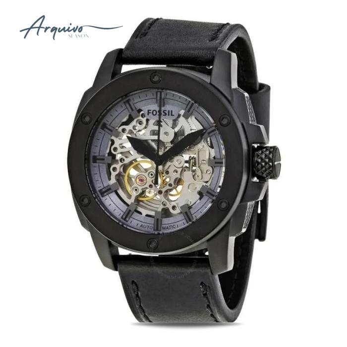 Jam Tangan Pria Fossil Machine Automatic Kulit Hitam Sporty Casual Original ME3134
