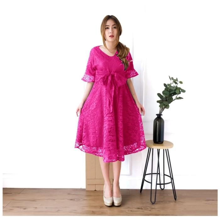 NADA - DRESS BAJU PESTA FULL BRUKAT L XL JUMBO PREMIUM PINK TUA FANTA
