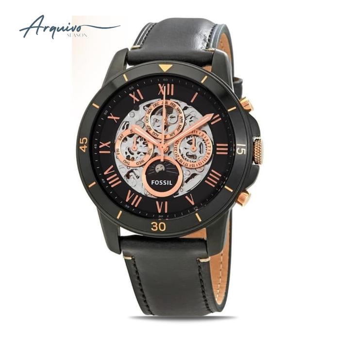 Jam Tangan Fossil Pria Townsman Automatic Chronograph Kulit Black Sporty Mewah Original ME3138