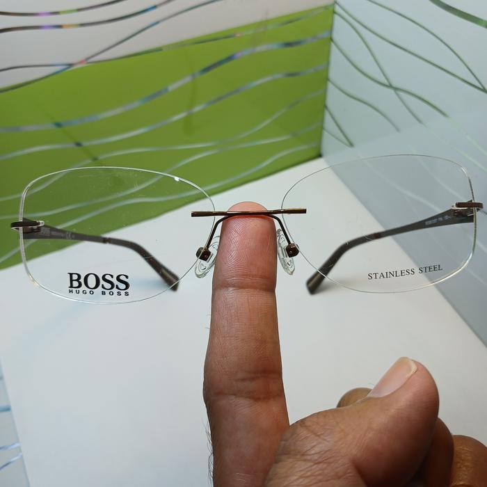 frame kacamata Rimless Hugo Boss