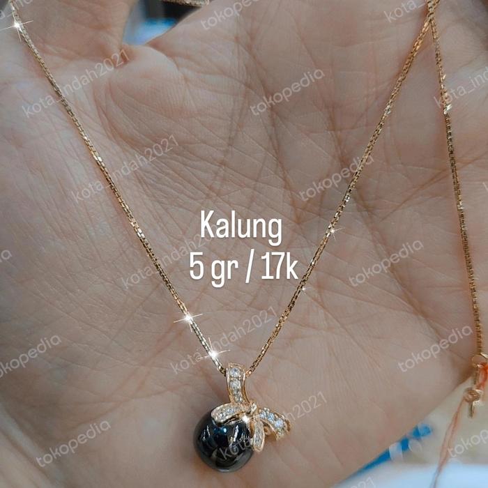 necklace fashion black gold, 17k