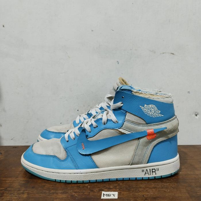 sepatu second branded nike aj high off-white university blue size 45