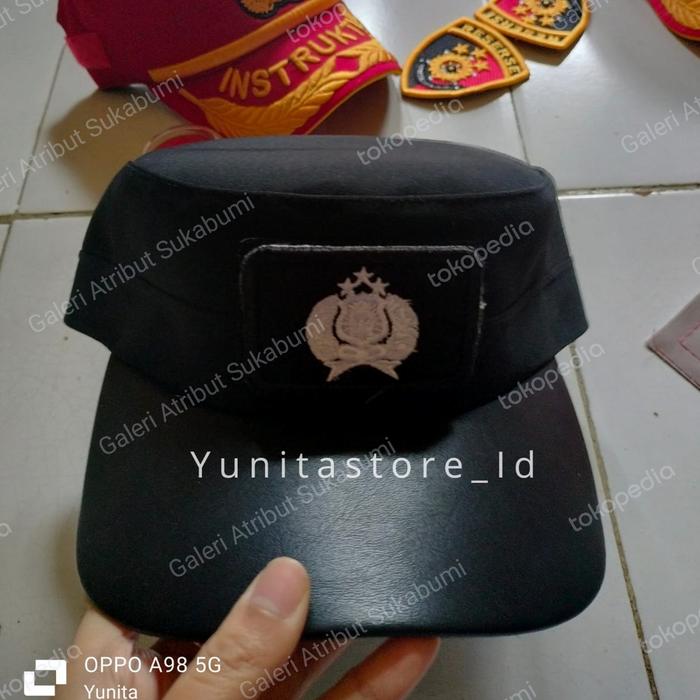 Topi Pilkep Bintara komando polri terbaru tribrata perekat lidah kulit