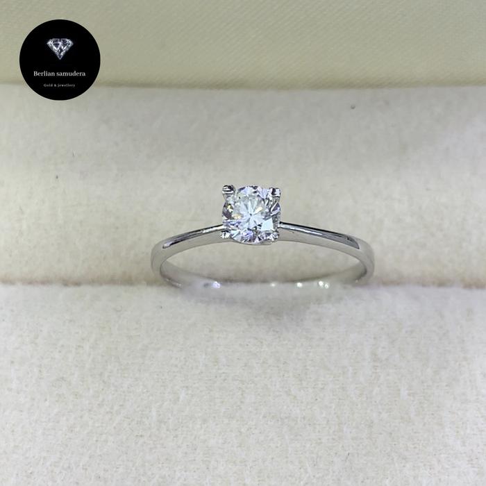 Cincin solitaire berlian eropa white gold