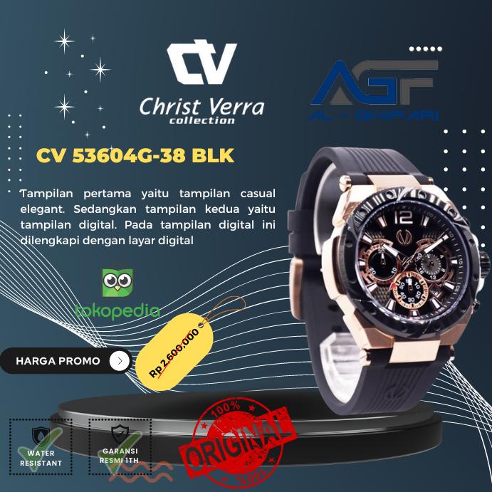 Jam tangan pria Christ Verra CV 53604G-38 BLK original