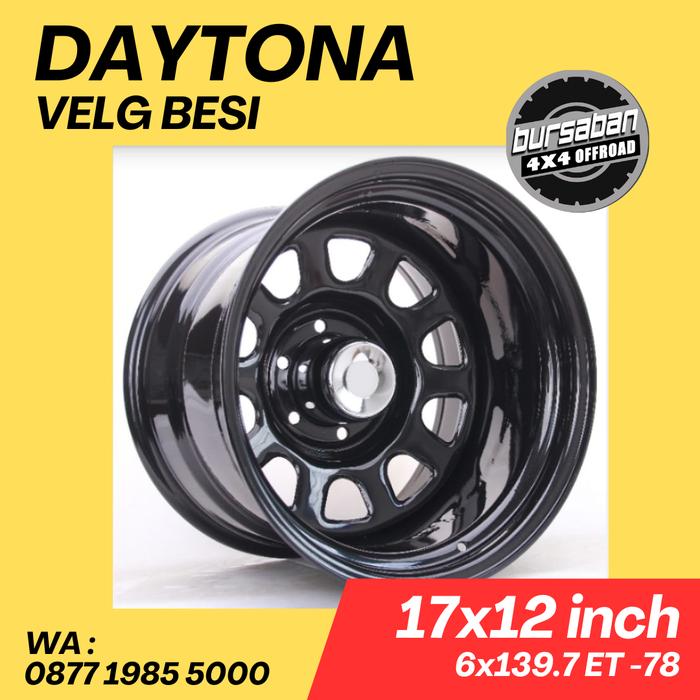 Velg 17x12 inch 6x139.7 et -78 Daytona Besi Celong lebar 12 Hardtop LC