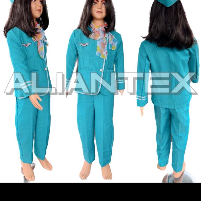 baju pramugari anak hijab tosca baju karnaval profesi anak baju cita2