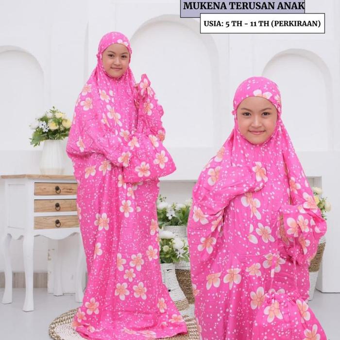 Mukena terusan anak bahan katun rayon balian dingin dipakai untuk sd
