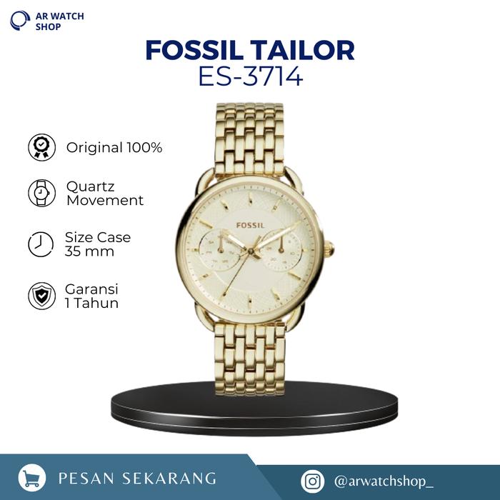 Jam Tangan Wanita ES 3714 Tailor Gold Tone Stainless Steel Original