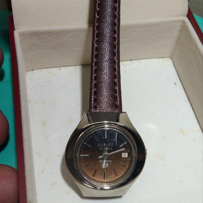 Jam Tangan Vintage Wanita Cewek Garuda Automatic Collector Item coklat