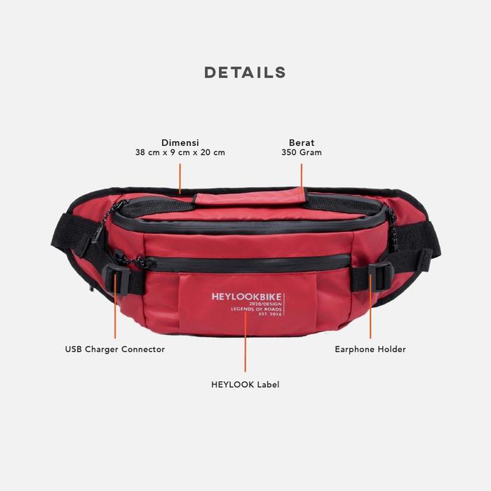 Heylook Official - Tas Selempang Pria Waist Bag Sepeda Weasley