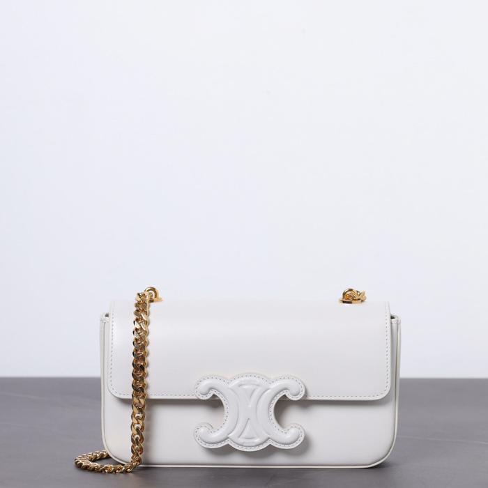 bag Clne tas Cuir Triomphe Flap Chain Shoulder Bag in White