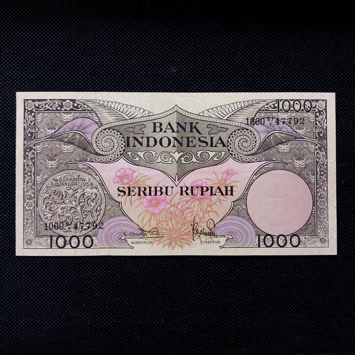 Uang Kuno 1000 Rupiah Seri Bunga/Burung Tahun 1959 - BK 47792