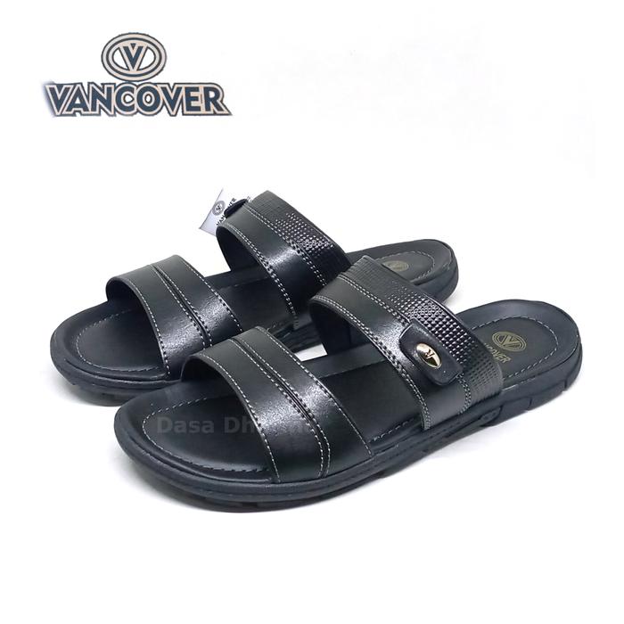 Sandal Kulit Bapak Bapak Selop Hitam