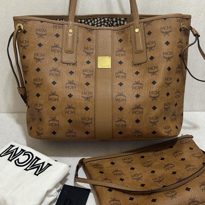 preloved mcm authentic tote reverside