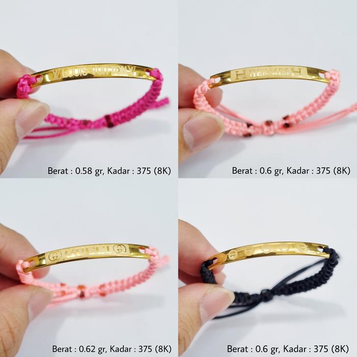 Gelang Tali + Emas Plat Kadar 375 (8K)