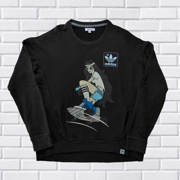 CREWNECK ADIDAS SKATEBOARD GIRL SIZE M (SECOND BRANDED) HITAM, CN0082